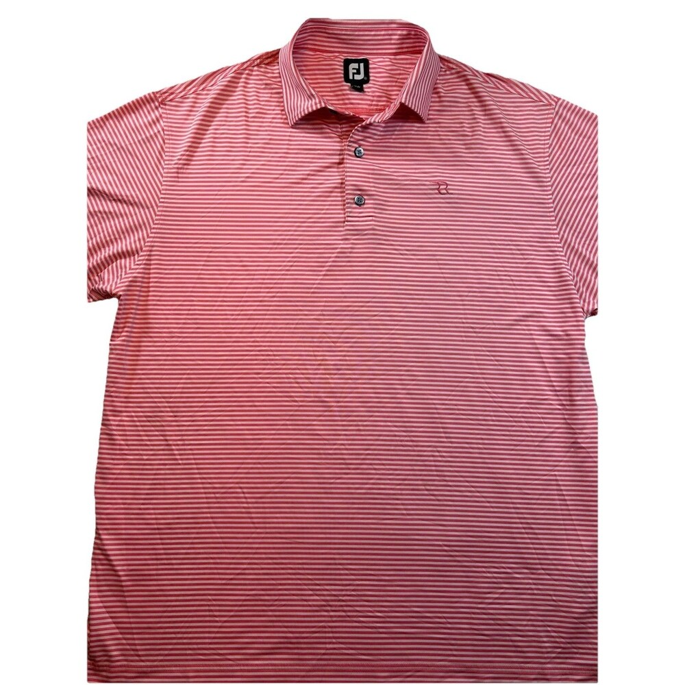 FootJoy FJ Mens Golf Polo Shirt Pink Stripe Size XL RR logo